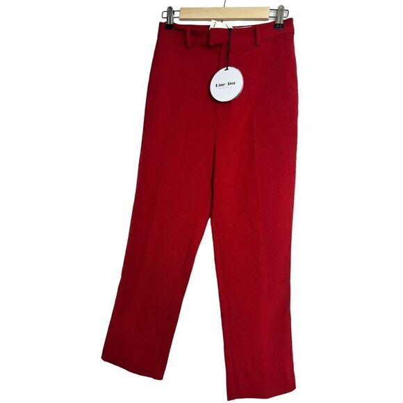 NWT Line + Dot Rosey Cropped Pants Red sz M - Picture 6 of 8